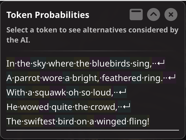 示例消息的 Token 概率显示